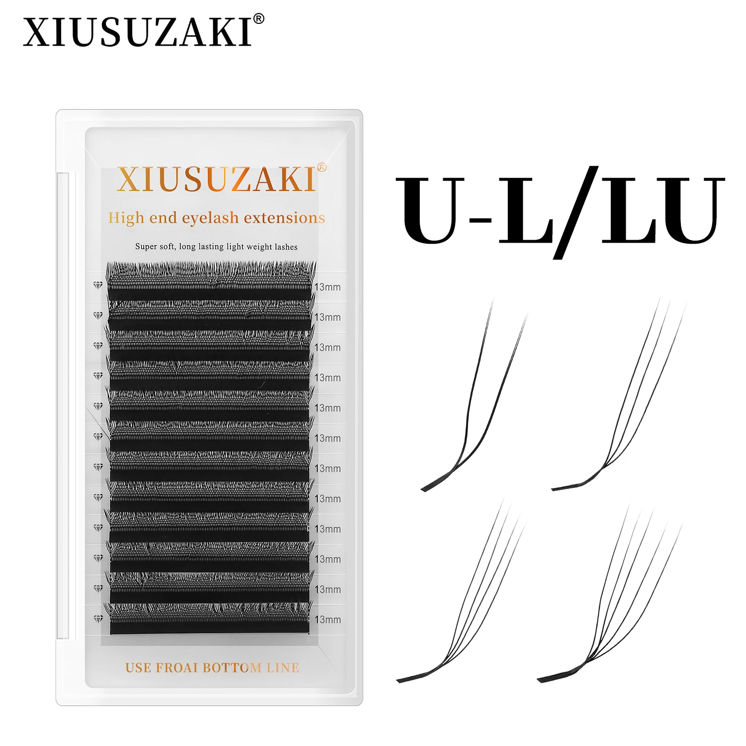 XIUSUZAKI L/LU/M Curl en forme de U YY 3D 4D 5D W Extensions de cils U/W Extension de cils vison préfabriqués Volume ventilateurs faux cils