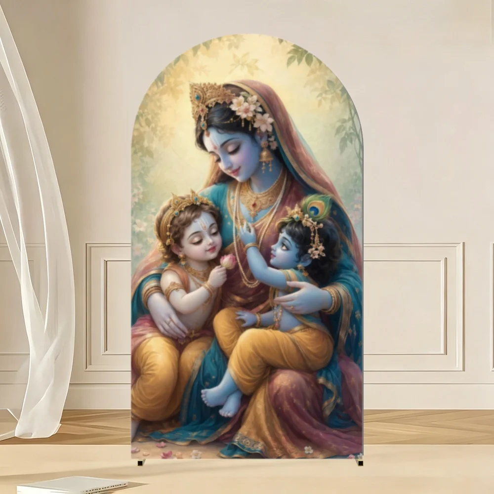Custom Arch Backdrop Cover India Yashoda and Krishna Peacock Kids Birthday Baby Shower Covers Chiara Background Decor Backdrop