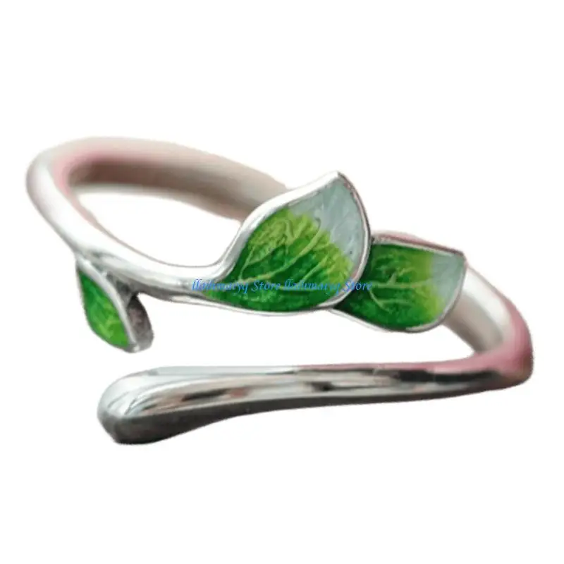 573B Tree Leaf Open Rings Hand Jewelry Fashion Finger Rings Alloy Texture Suitable for Fashion Enthusiasts Present