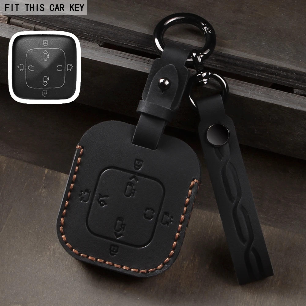 Leather Car Key Case Full Cover Shell Holder Protection For ZEEKR 001 007 ZEEKR 009 X 2023 2024 Car Accessories
