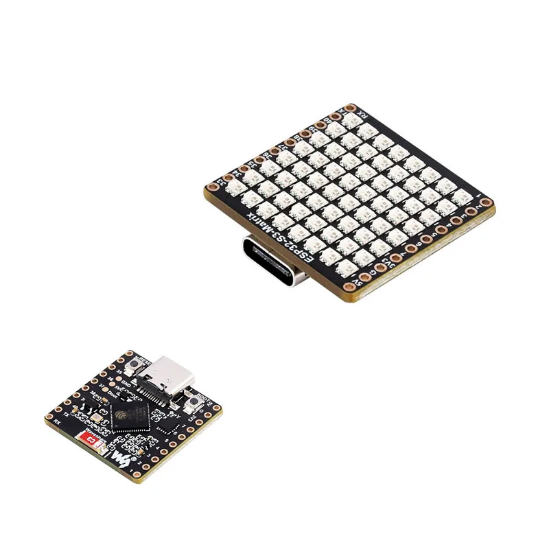 ESP32-S3 Dev Board with QMI8658 6-Axis IMU Sensor & 8x8 RGB LED Matrix, Dual-Core Wi-Fi Bluetooth LE MCU Development Kit