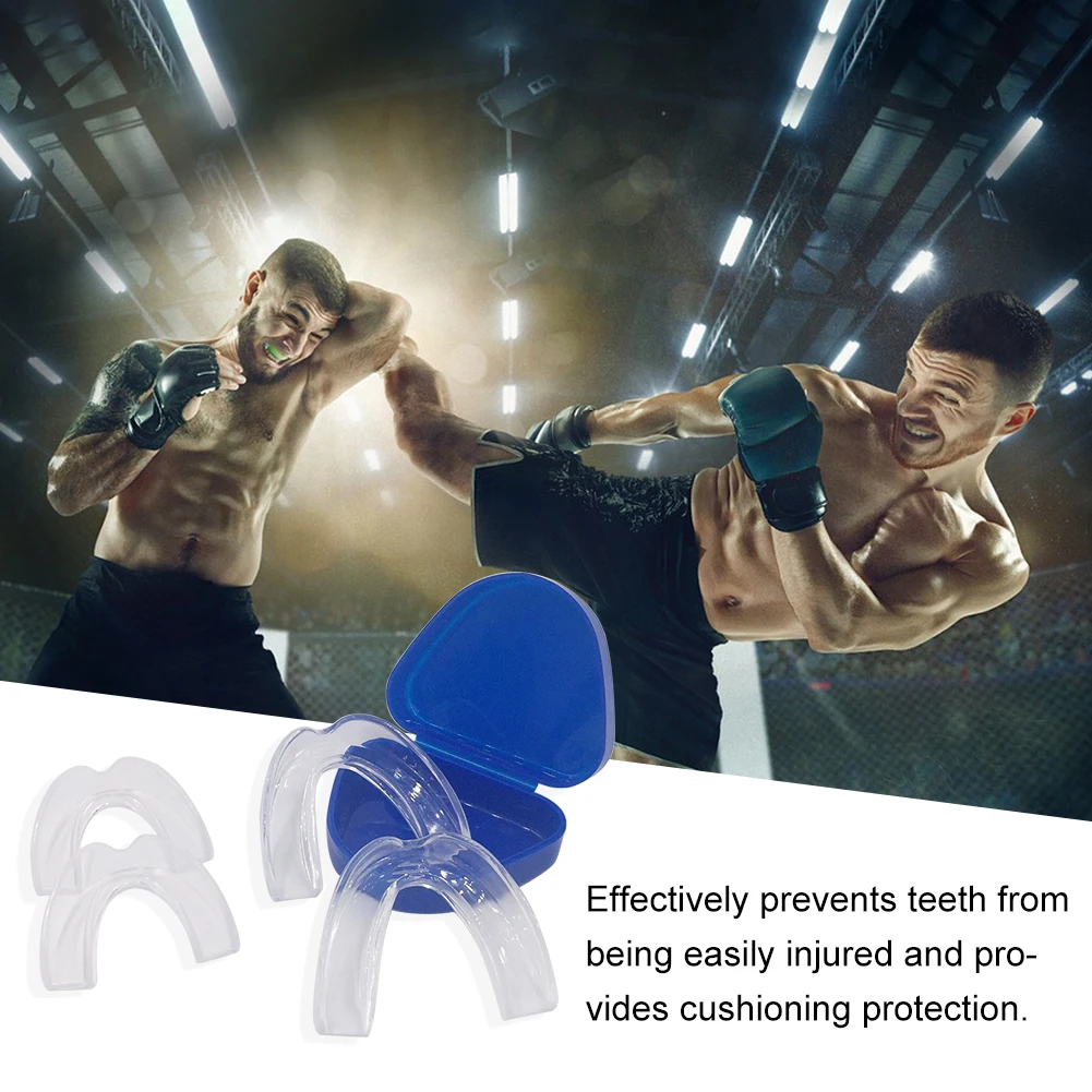 4Pcs Mouth Guard with Storage Case Anti-Grinding Mouthguard EVA Sports Mouth Guard Stop Bruxism for Teeth Clenching at Night