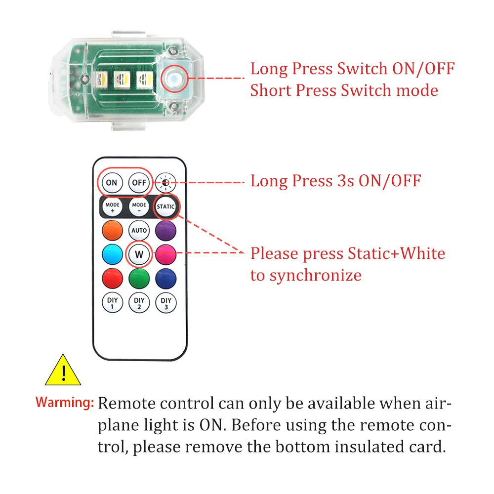 6pc Car Motorcycle Led Flashing Light Car Tail Light Warning Light Bike Remote Control Anti-collision Warning Light Signal Light