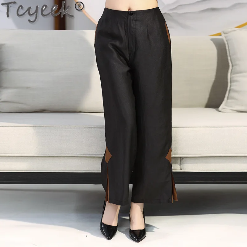 

Tcyeek 100% Mulberry Silk Women Pants Fashion Pants for Women Clothes 2024 Ankle-length Woman Trousers Straight Pants Pantalones