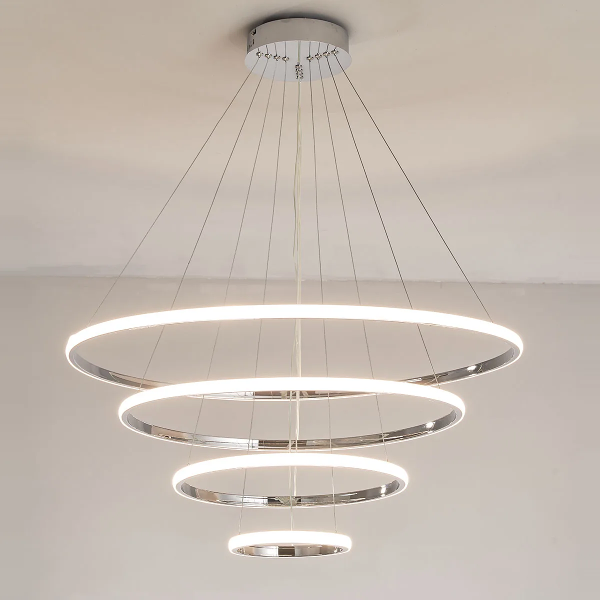Chrome Plated Modern LED Chandelier for dinningroom Livingroom Bed Room decoration lampadario moderno Lustre Rings Chandelier
