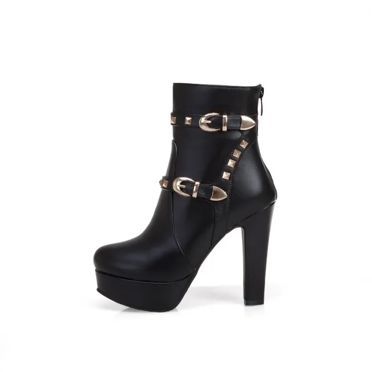 Oversize Large size Big Size boots women shoes ankle boots for women ladies boots Rivet buckle heel