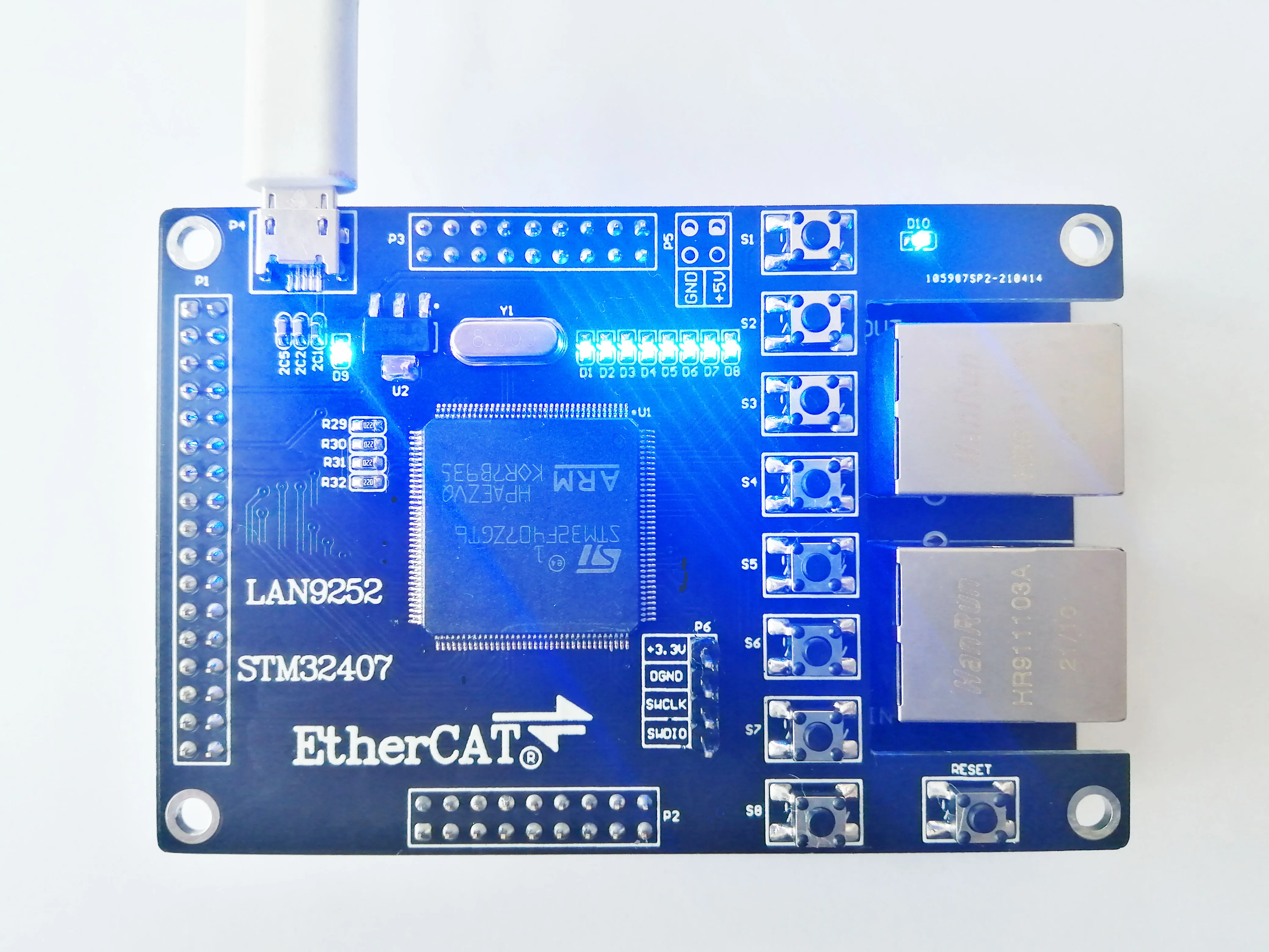 LAN9252 Slave LAN9252 Development Board STM32407 STM32F407 EtherCAT Slave 16IO CIA402