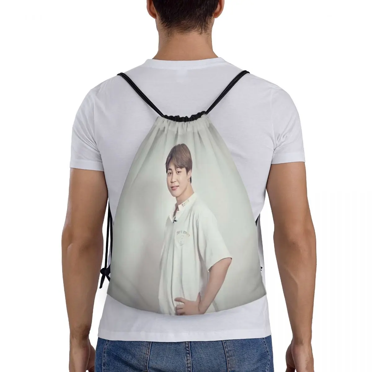 

Park Jimin Mem Backpacks Casual Portable Drawstring Bags Sports Bag Book Bags For Man Woman School