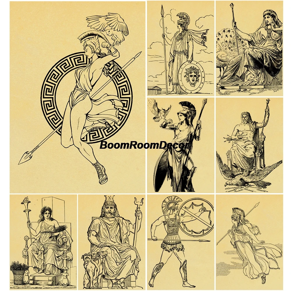 

Classics Greek Mythological Posters Decoration Cartoon Office Coffee Decoration Kraft Paper Art Living Room Skateboard Poster