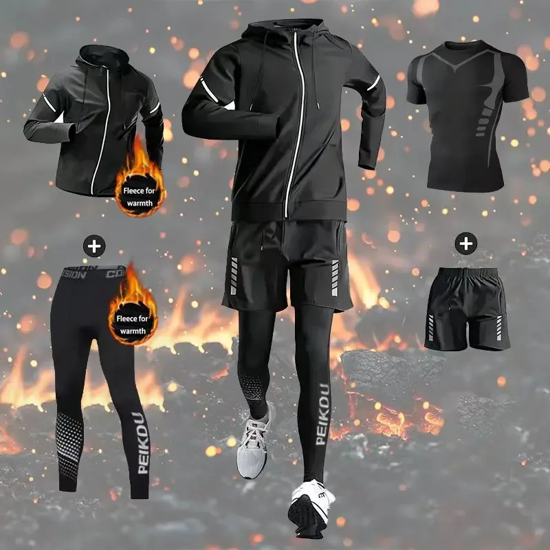 

New warm running set, warm and comfortable, highly elastic and quick-drying, simple and versatile