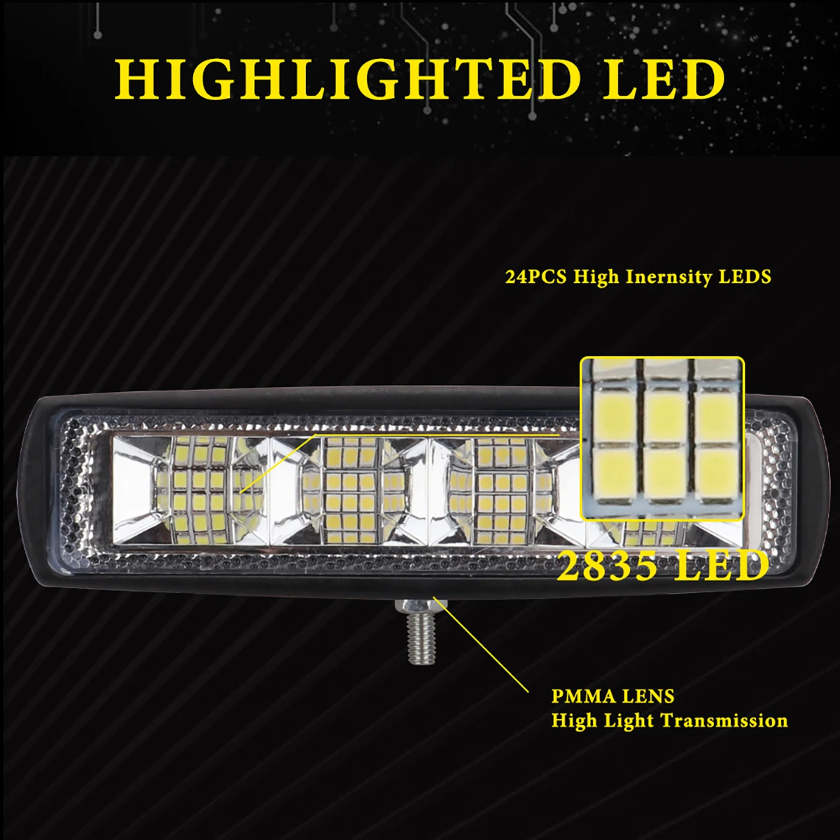 1/2pcs Car Work Light LED Bar 24 LED Auxiliary Headlights for Offroad SUV ATV Tractor Boat Trucks Excavator 12V 24V Working Bar