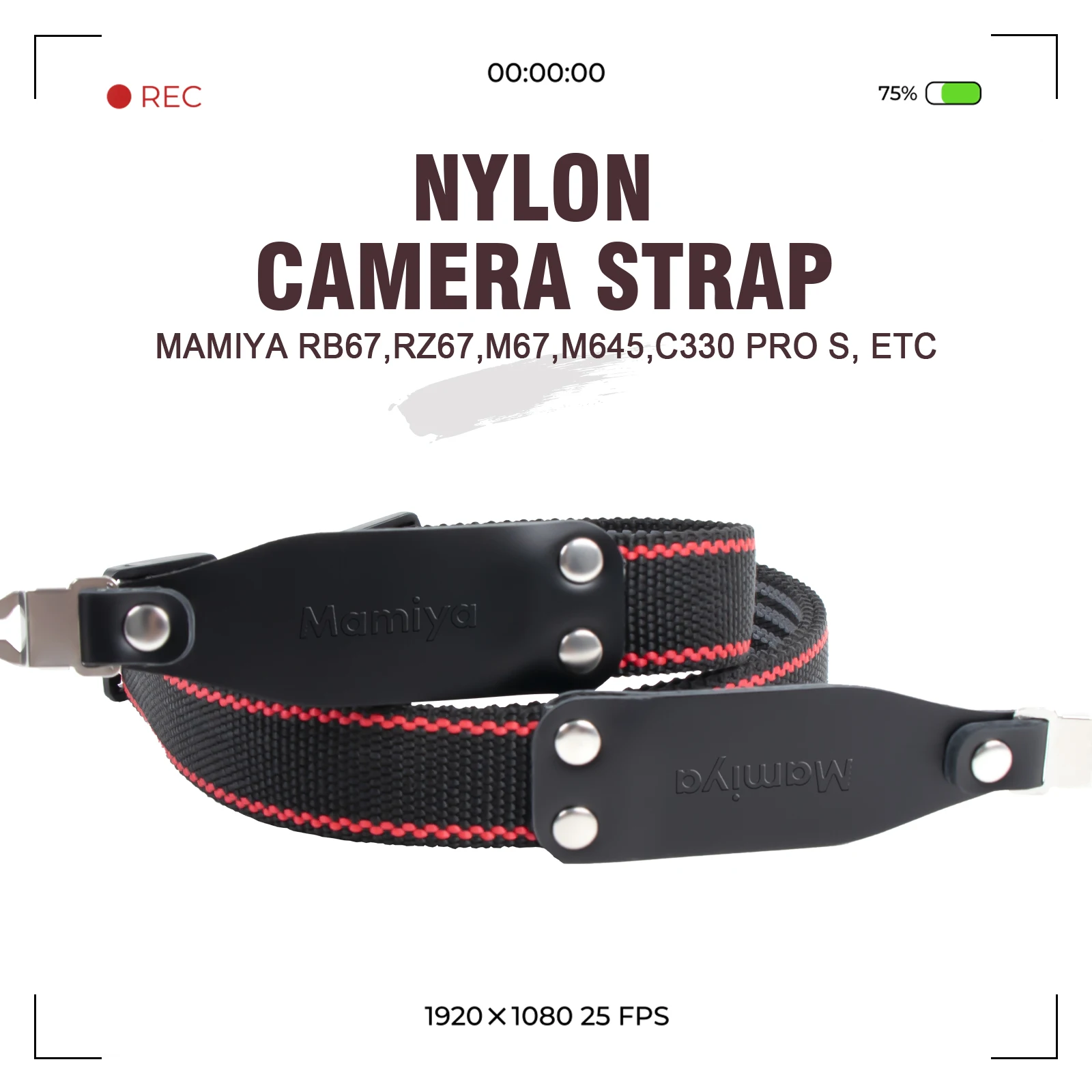 

eTone New Black-red line Neck Shoulder Adjustable Nylon Strap with Lug for Mamiya RB67 RZ67 M67 M645 C330 Camera