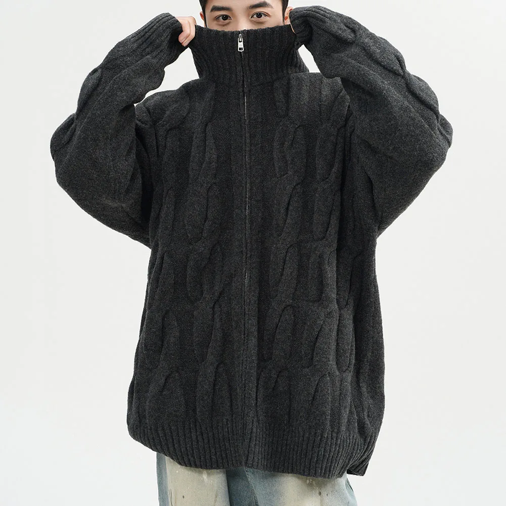 

Comfortable Men Jacquard Sweater Black Fashion High Street Solid Color Pattern Vacation Suitable Brand New Condition Daily Wear