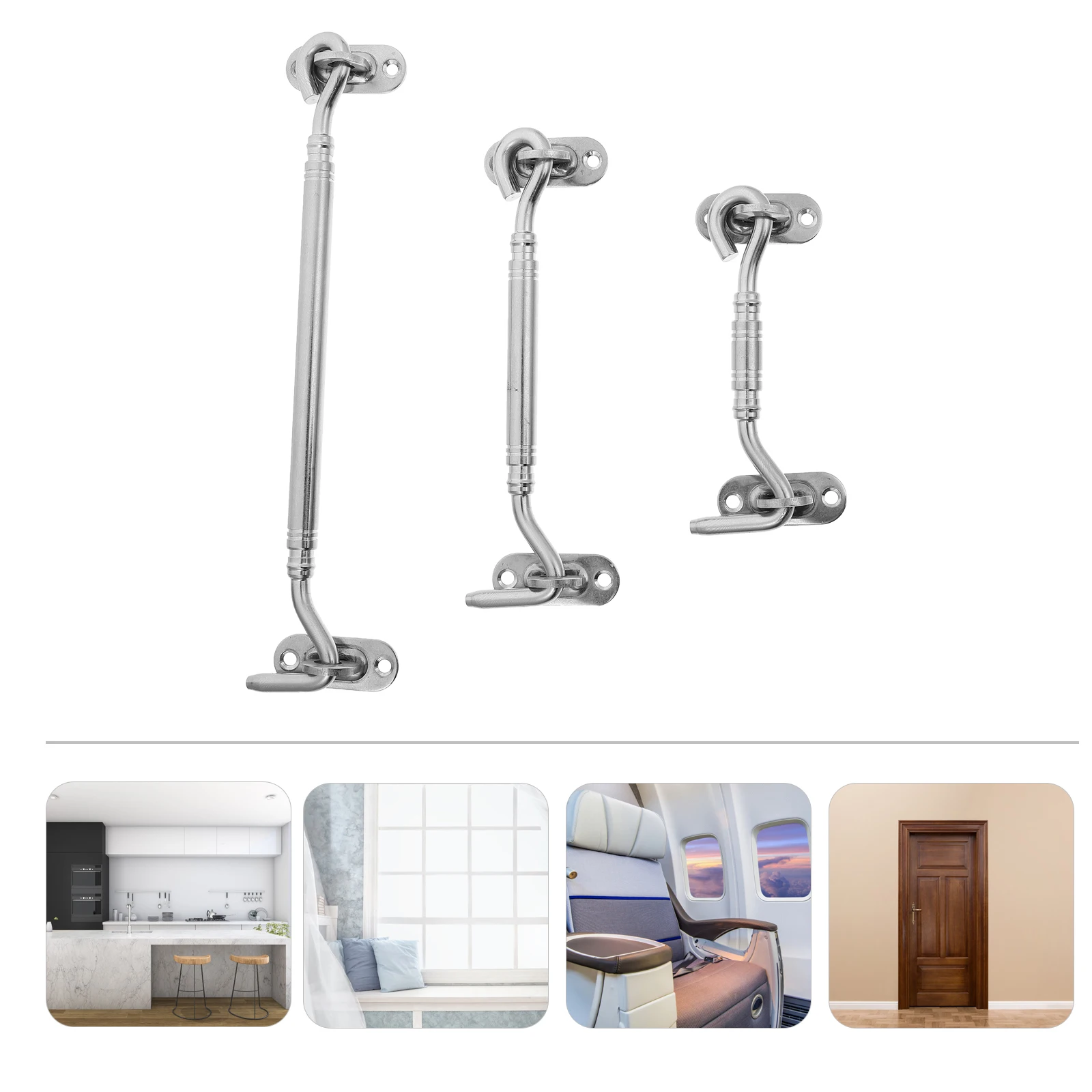 

3 Pcs Steel Window Hooks Heavy Duty Windproof Gate Latch Eye Cabin Hook For Garage Door Cabin Latch Hardware