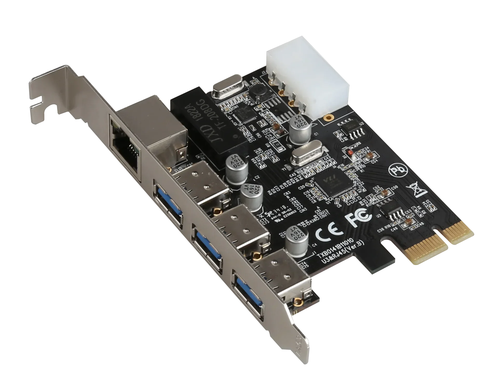 

DIEWU multi-function 1 port RJ45 network connection and 3 port USB3.0 PCIe riser card