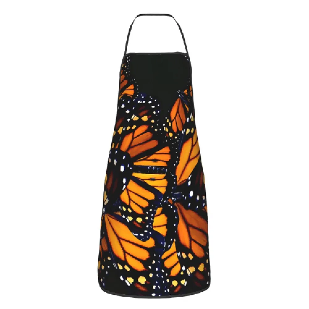 Monarch Butterfly Wing Print Apron Waterproof Insect Theme Kitchen Cooking Bib for Men Women Household Grilling Cover