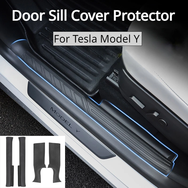 

For Tesla Model Y Door Sill Cover Protector Trunk Threshold Guards Rear Door ABS Side Fender TPE Anti-dirty Mats Car Accessories