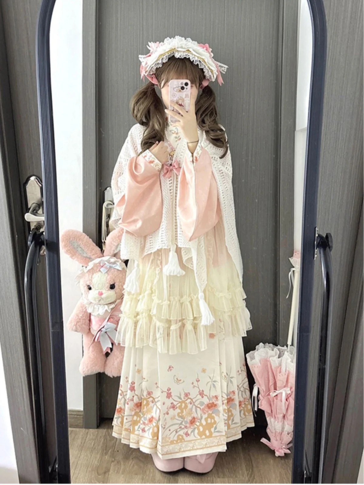 

Sweet Lovely Lolita Hanfu Set Ming Dynasty Style Traditional Chinese Clothing Women's Fashion