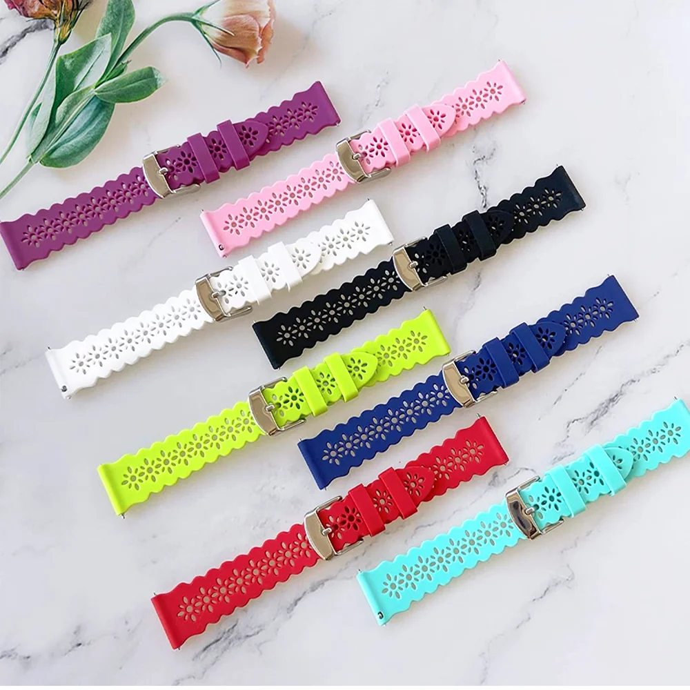 Sport Lace band for samsung galaxy watch 4/5/5 pro/6 classic/Active 2 silicone 20mm 22mm strap women bracelet huawei gt 4-3-2-2e