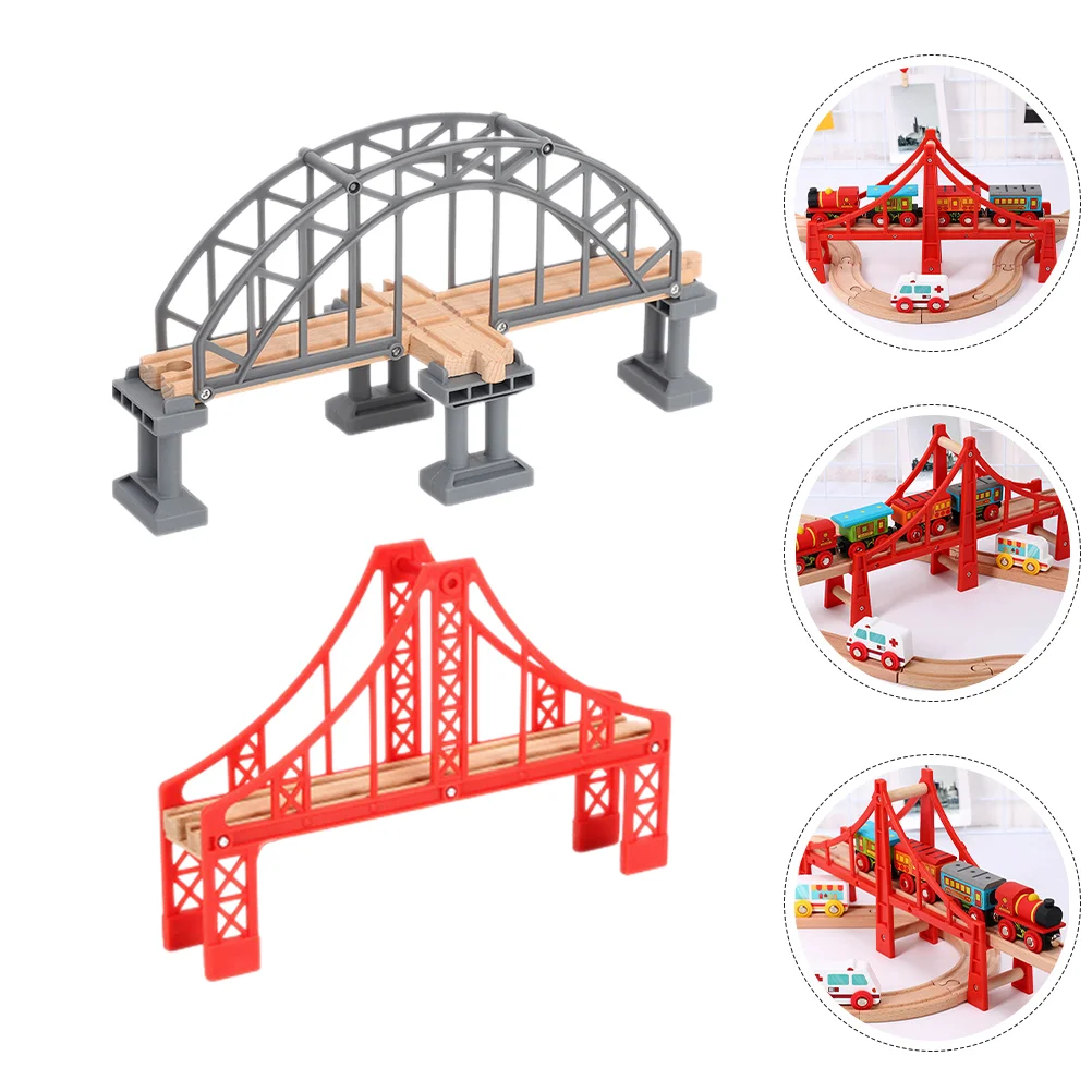 2 ชิ้นของเล่นรถไฟสะพานเปลี่ยน DIY อุปกรณ์เสริมอุปกรณ์เสริมรางรถไฟจํานวนมาก