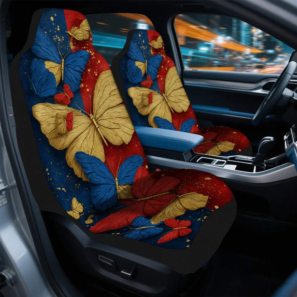 Set Of 2 Patriotic Canvas Print Seat Covers For Vehicles – Suitable For Cars, Trucks, Vans, And Suvs | Made From Durable Polyest