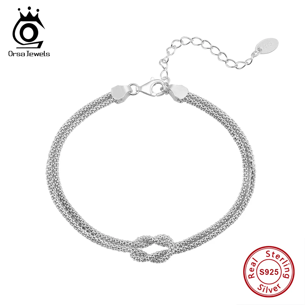 

ORSA JEWELS Genuine 925 Sterling Silver Mesh Popcorn Chain Bracelet Vintage Chain Bracelet Fashion Handmade Jewelry SB196