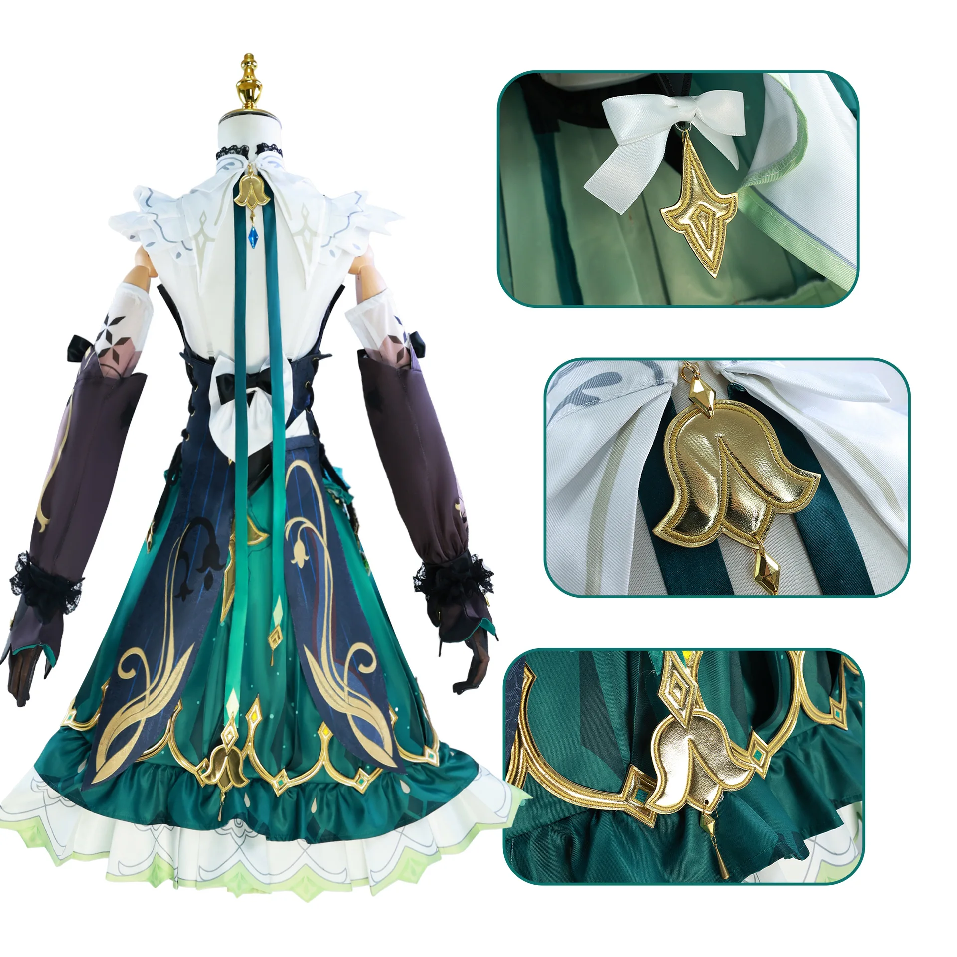 Emilie Cosplay Game Genshinimpact Emilie Cosplay Costume Dress Hat Wig Fountaine Flavorist Anime Role Play Carnival Party Suits