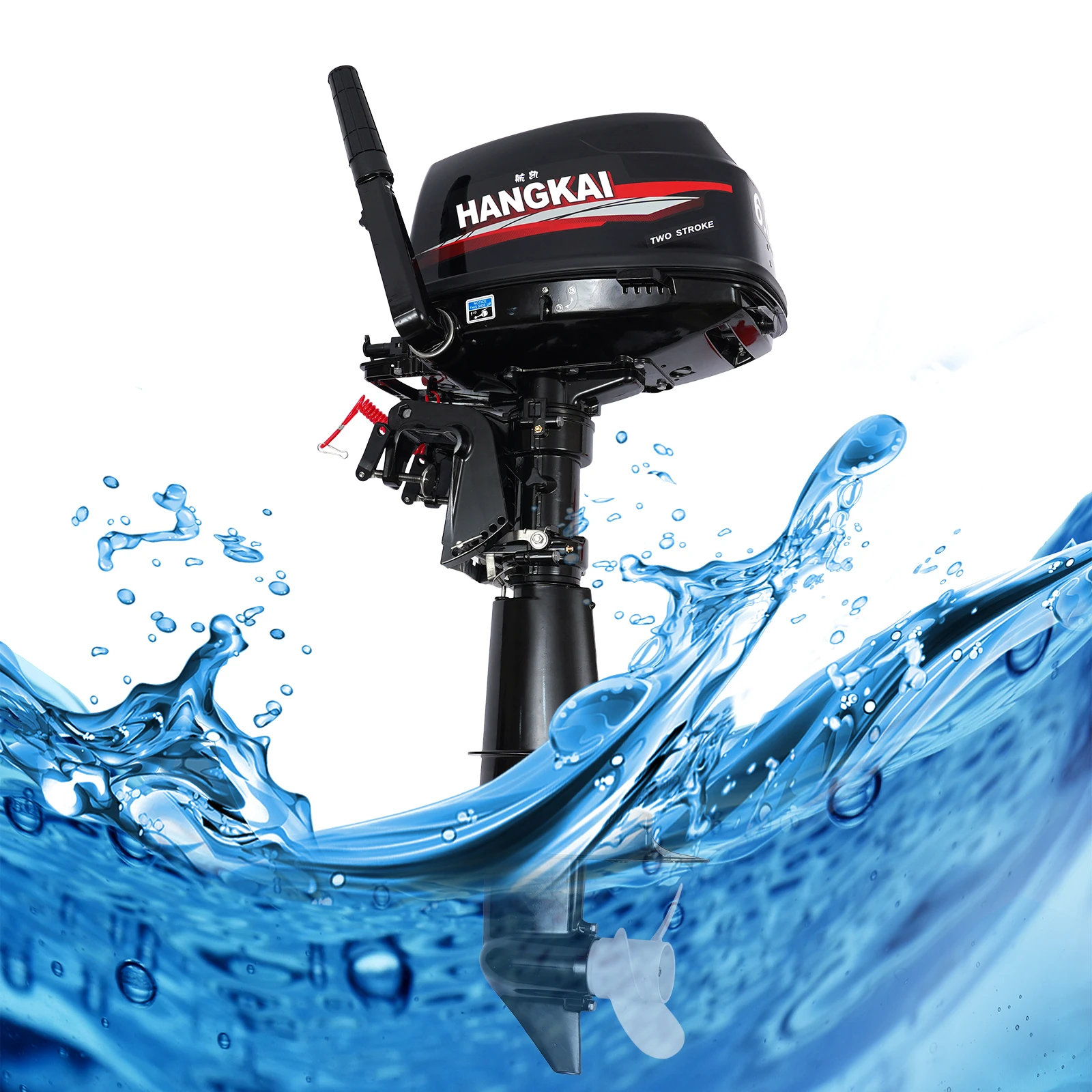 Hangkai 6HP 2 Strokes Boat Outboard Motor Short Shaft, Outboard Motor Fishing Boat Engine 80 Decibels Low Noise