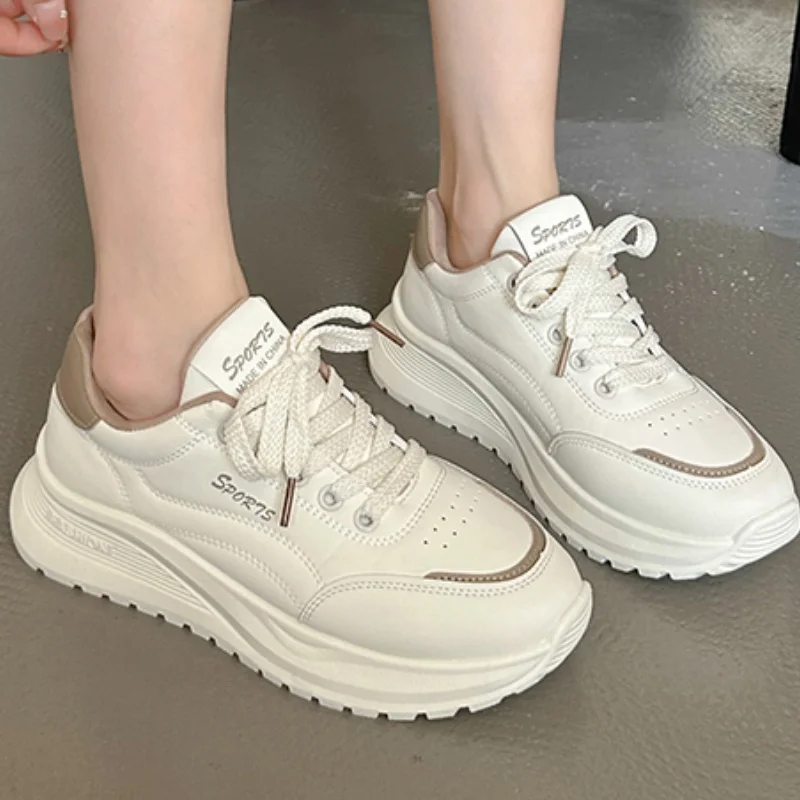 

Женская повседневная обувь с круглым носком и толстой подошвой на шнуровке с неглубоким носком, весенне-осенняя новая модная удобная сексуальная спортивная обувь