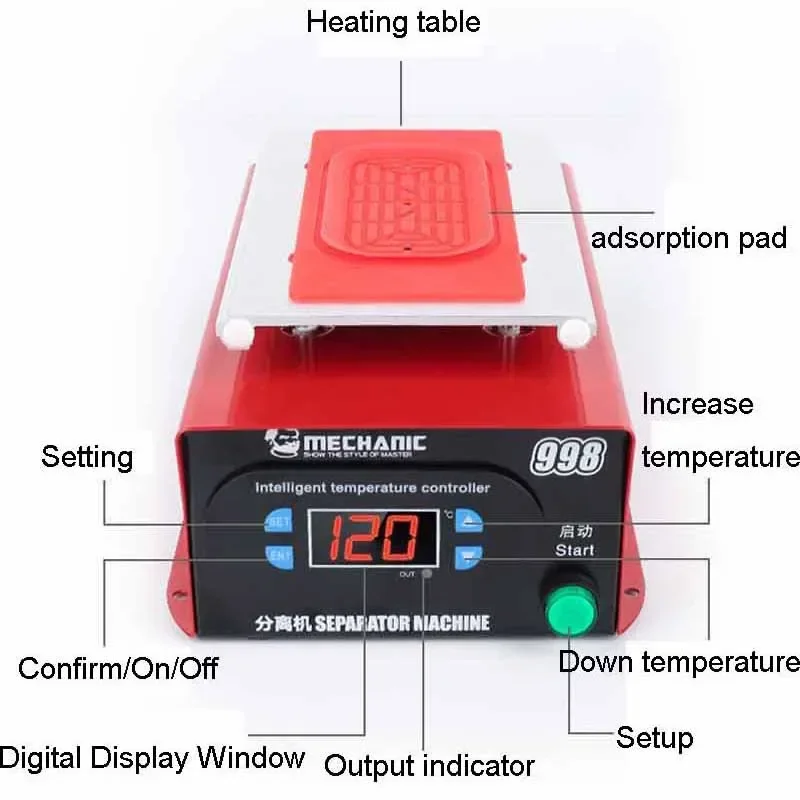 Mechanic 998 Separator Machine Max 7 inches Mobile Phone Disassemble Build-in Pump Vacuum LCD Touch Screen Repair