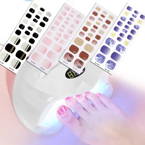 26Tips letnie Toe naklejki żelowe do paznokci półutwardzający skok corour kalkomanie do paznokci Toe żel naklejki paznokcie folia olejowa naklejka artystyczna do paznokci stóp