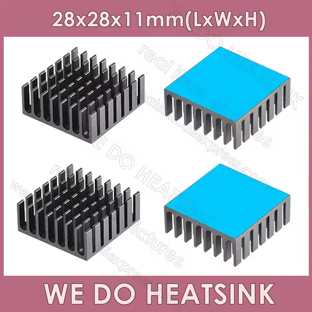 WE DO HEATSINK 28x28x11mm Without or With Thermal Pad Radiator Heat Sinks Cooler Black Anodized And Slotted