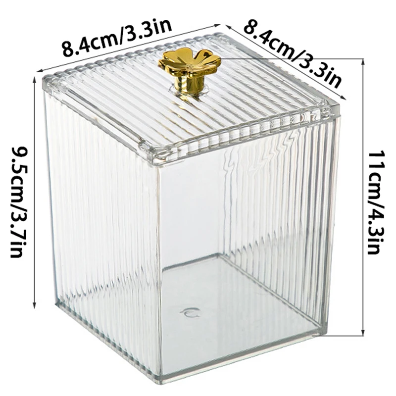 Makeup Storage Organizer Bathroom Jar Cotton Swab Storage Square Container Cotton Puff Storage Box Cosmetic Cotton Box