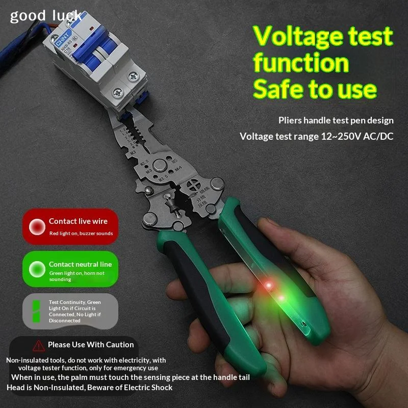Answer1Pcs Multifunctional Electrician Pliers Foldable Wire Stripping Pliers Crimping Tool Professional-Grade Electrician Tool