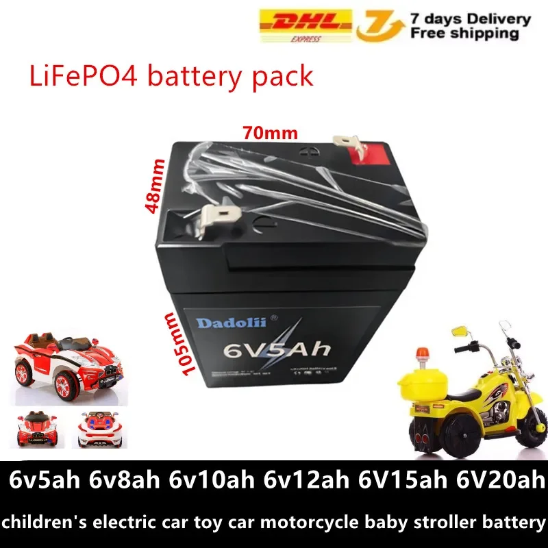 6 فولت LiFePO4 بطارية قابلة للشحن 5AH 8AH 10AH للأطفال لعبة كهربائية سيارة دراجة نارية عربة #3