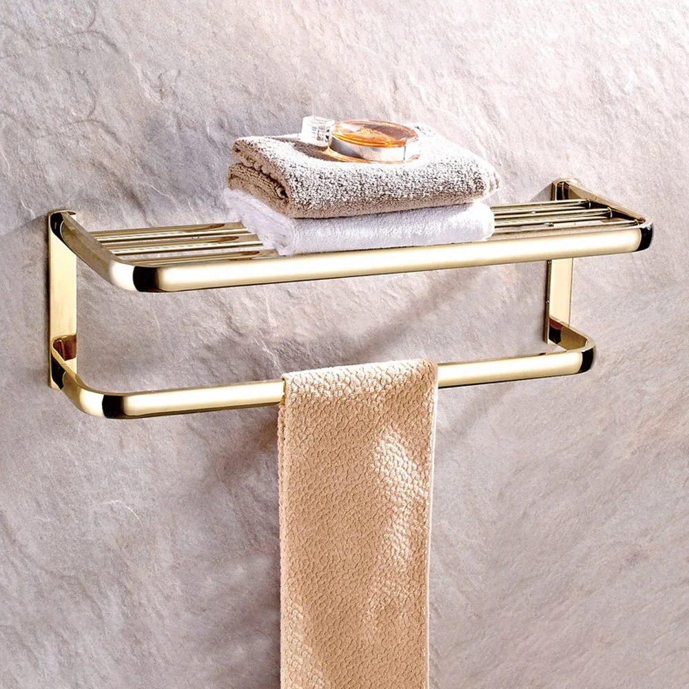 

Wall Mounted Polished Gold Towel Bars Bathroom Towel Hanger Bathroom Accessories Towel Rack Nba841