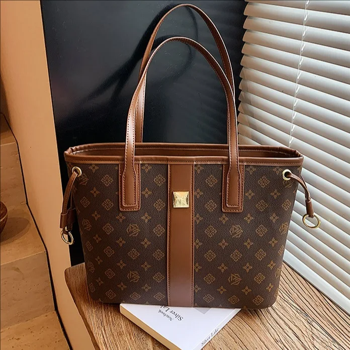 

2025 Vintage Print Tote Bag, Spacious Shoulder Purse for Women, Commuter Day-to-Night Tote, Minimalist Crossbody Bag, Textured