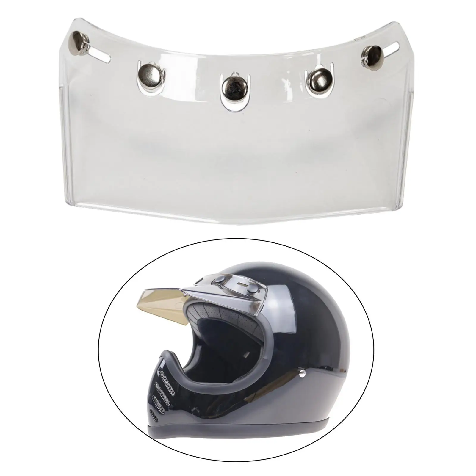 Polycarbonate Bubble Visor Peak Universal Five Snap Helmet Shield for Road Bike and Motocross Helmets