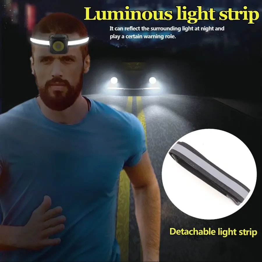 High Lumens COB LED Headlamp Outdoor Waterproof Headlight Super Bright USB Rechargeable Head Lamp for Camping Hiking Fishing