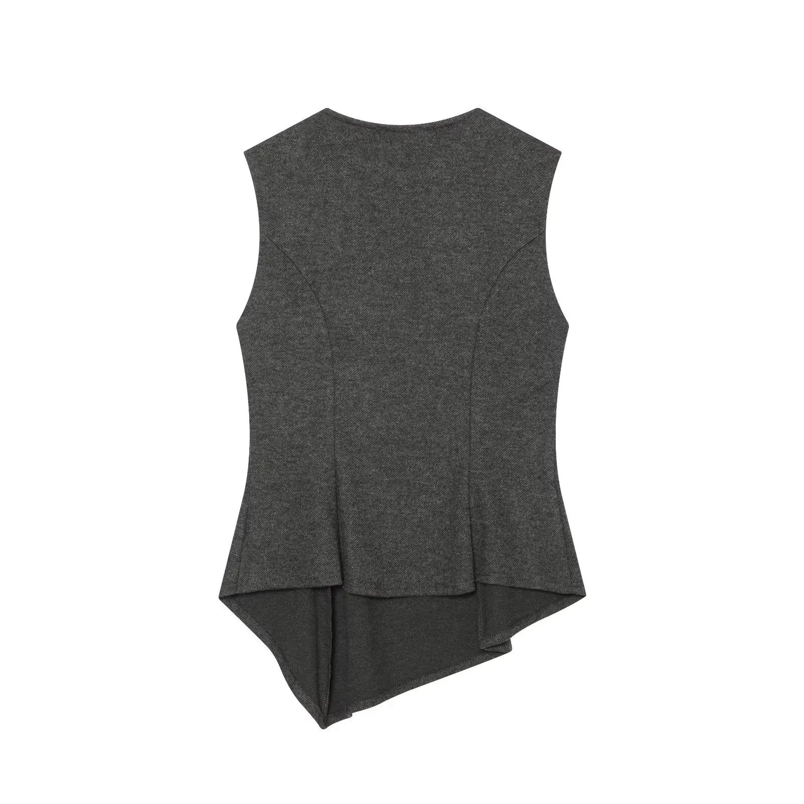 TFMLN Elegantes Damen-Set aus asymmetrischem Oberteil und Hose mit weitem Bein, 2-teilig, modisch, lässig, einfarbig, ärmellos, Neuheit – Detail 4
