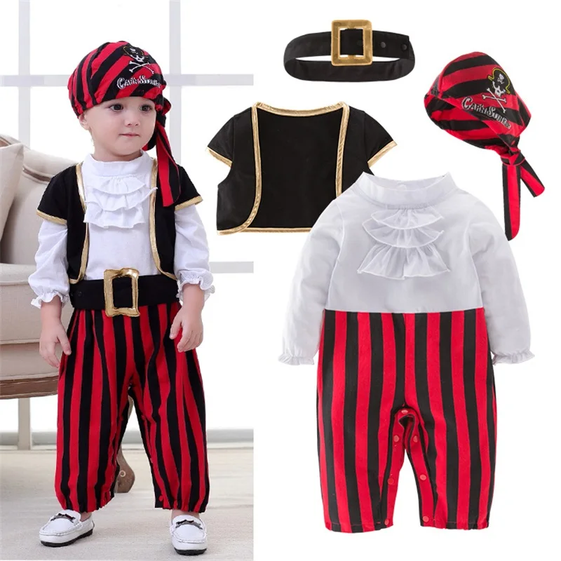 

Children Pirate Cosplay Set Halloween Costume for Kids 6 Month to 7 Years Old Boys Girls Jumpsuit Festival Lovely Outfit