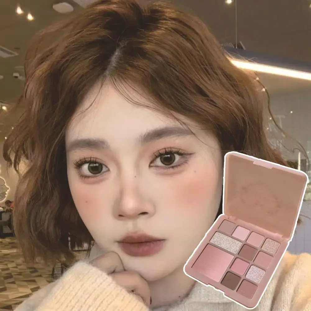 12 가지 색상 저채도 아이 섀도우 팔레트 펄리 매트 핑크 화장품 하이라이트 글리터 블러쉬 방수 파인 쉬머 로즈 P6V3