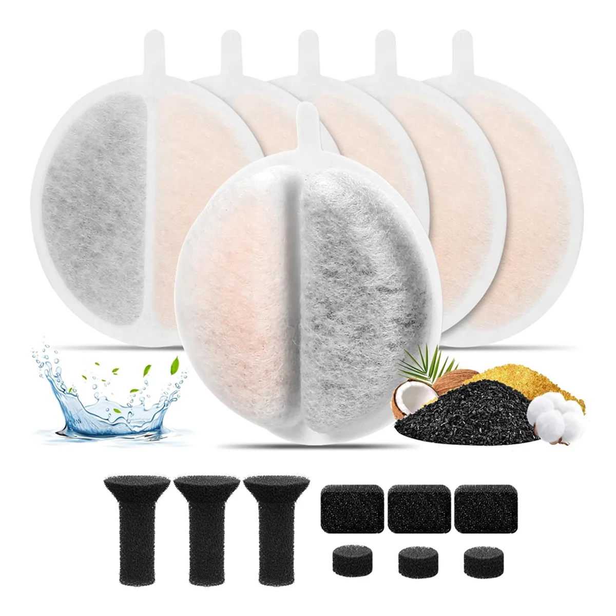 

A59T 6PCS Cat Water Fountain Filters for Lite & Premium 2.5L Pet Drinking Fountain for Water Filtration Filter Replace Foams