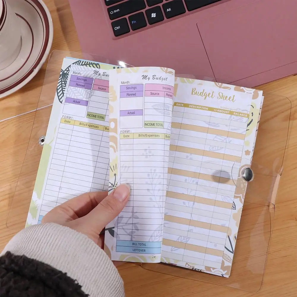 Transparent Loose-Leaf Binder Creative PVC Money Saving Binder Cash Envelopes Cash Budget Card A6 Budget Planner