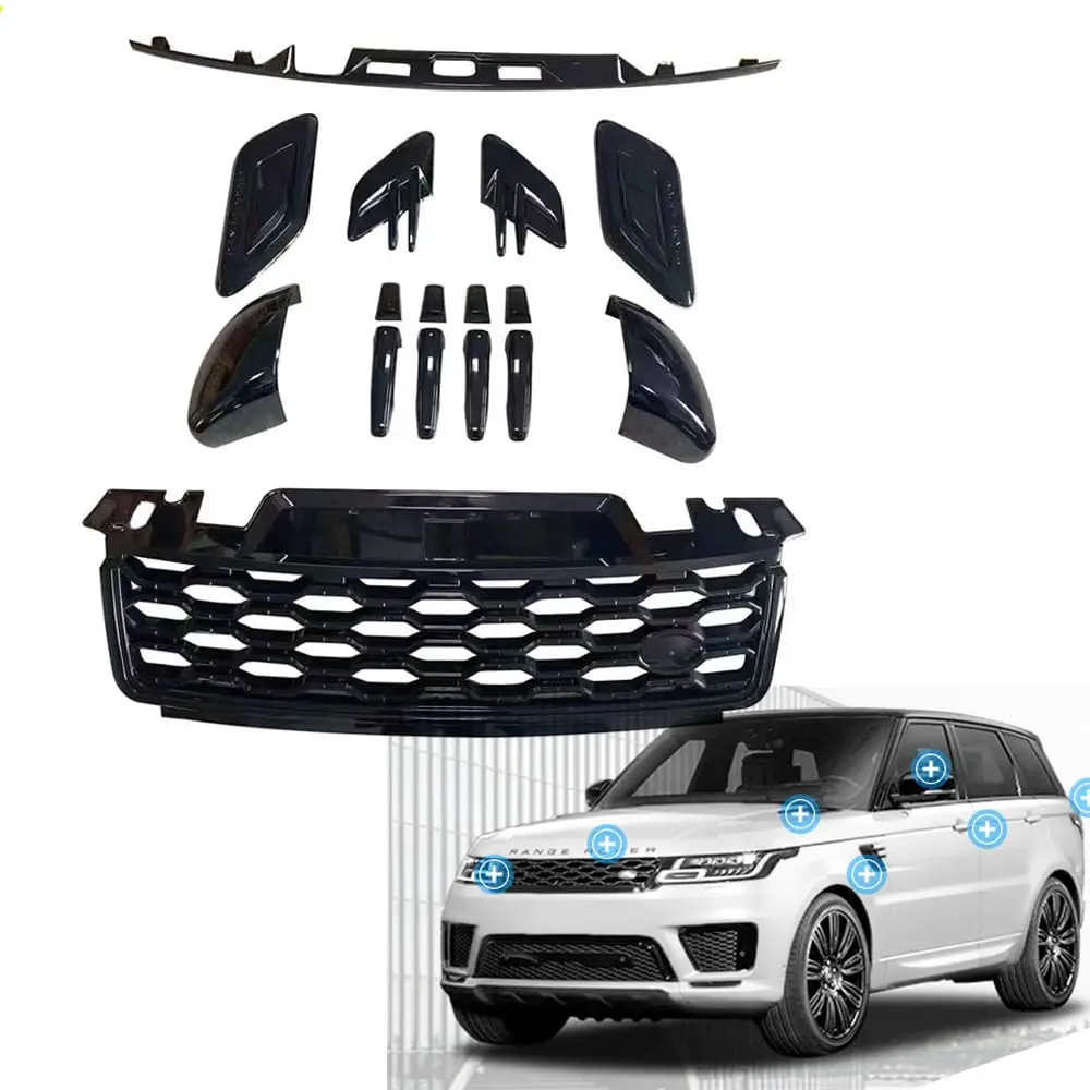 FTAPACCE 12PCS Front Grille Side Hood Vent Decorative Trim Rear Door Plate Fits For Range Rover Sport L494 2018-2022