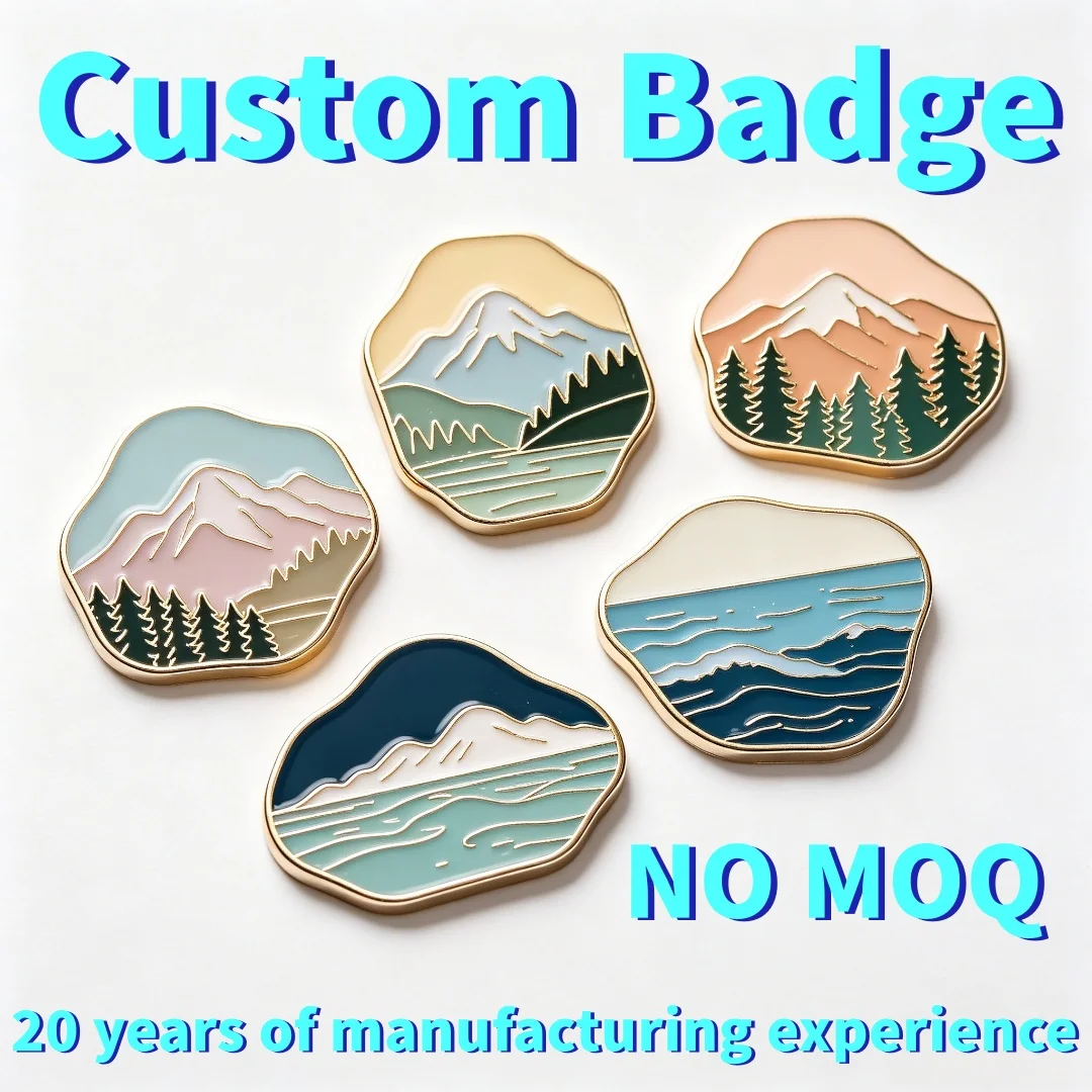 Custom Mountain Lake Enamel Pins Nature Landscape Lapel Badge Brooch Aesthetic Outdoor Enamel Pin for Backpack Jewelry Gift