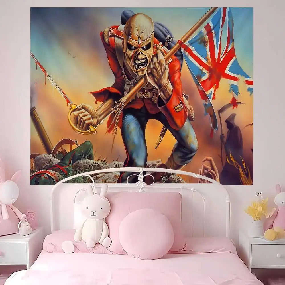 I-Iron-Maidens металлическая лента мультфильм гобелен искусство научная фантастика комната домашний декор настенные листы