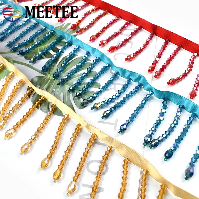 90cm 6cm Crystal Tassel Fringe for Sewing Clothes Bag Beaded Lace Trim Ribbon DIY Stage Headdress