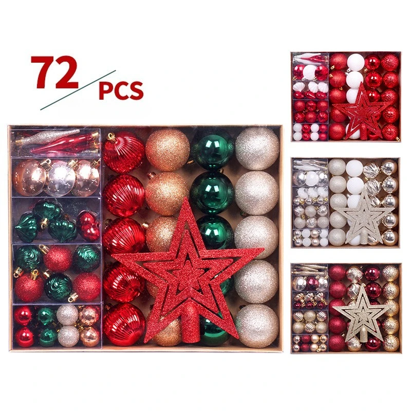 

New 72pcs Tree Top Star Christmas Ball Ornaments Special Shape Sequin Christmas Tree Party Decoration Christmas Spheres Pendant