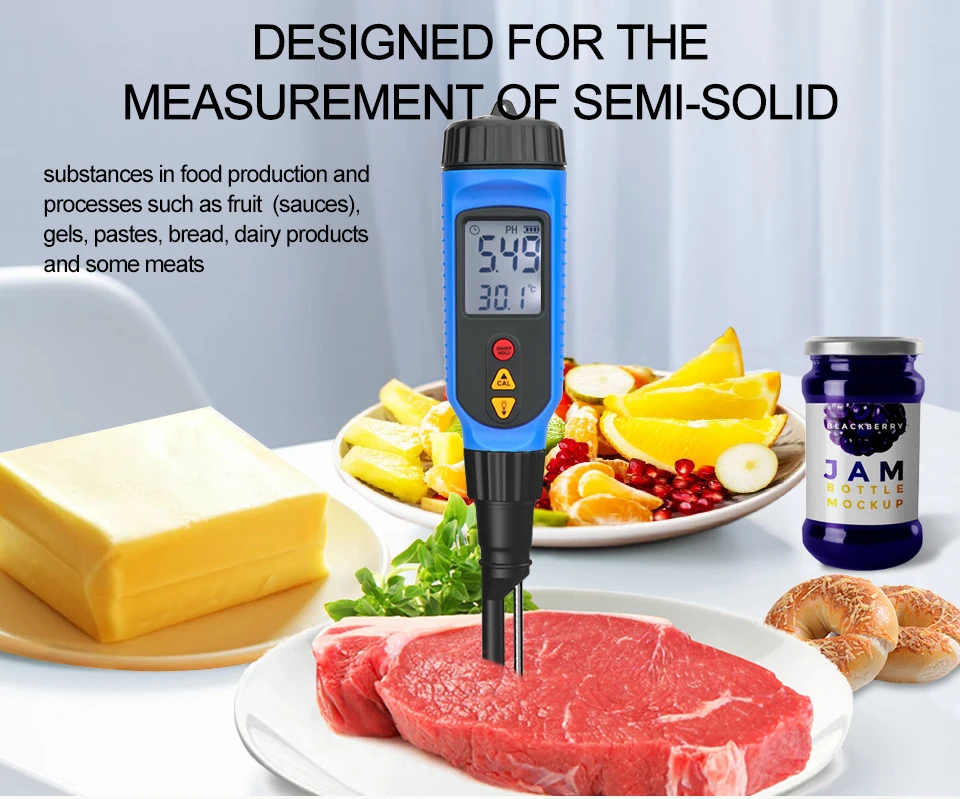 

Smart sensor Digital semi-solid PH meter with temperature tester for meat sauce food PH testing PH818M